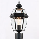 Outdoor 15" Lamp Post Light Fixture Waterproof Aluminum Housing with Glass, E26 Base Matte Black for Garden