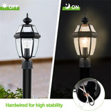 Outdoor 15" Lamp Post Light Fixture Waterproof Aluminum Housing with Glass, E26 Base Matte Black for Garden
