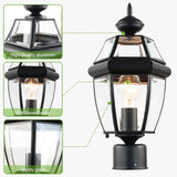 Outdoor 15" Lamp Post Light Fixture Waterproof Aluminum Housing with Glass, E26 Base Matte Black for Garden