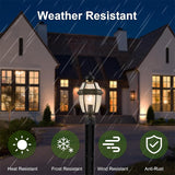 Outdoor 15" Lamp Post Light Fixture Waterproof Aluminum Housing with Glass, E26 Base Matte Black for Garden