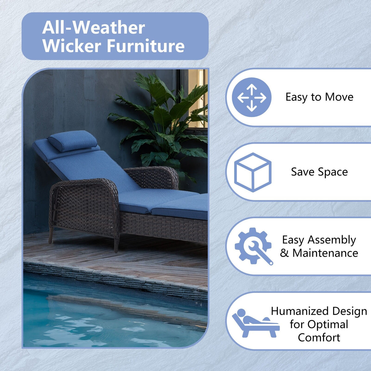 Outdoor 2 Peice Rattan Lounge Chaise