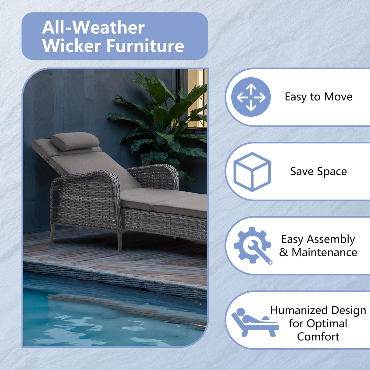 Outdoor 2 Peice Rattan Lounge Chaise