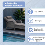 Outdoor 2 Peice Rattan Lounge Chaise