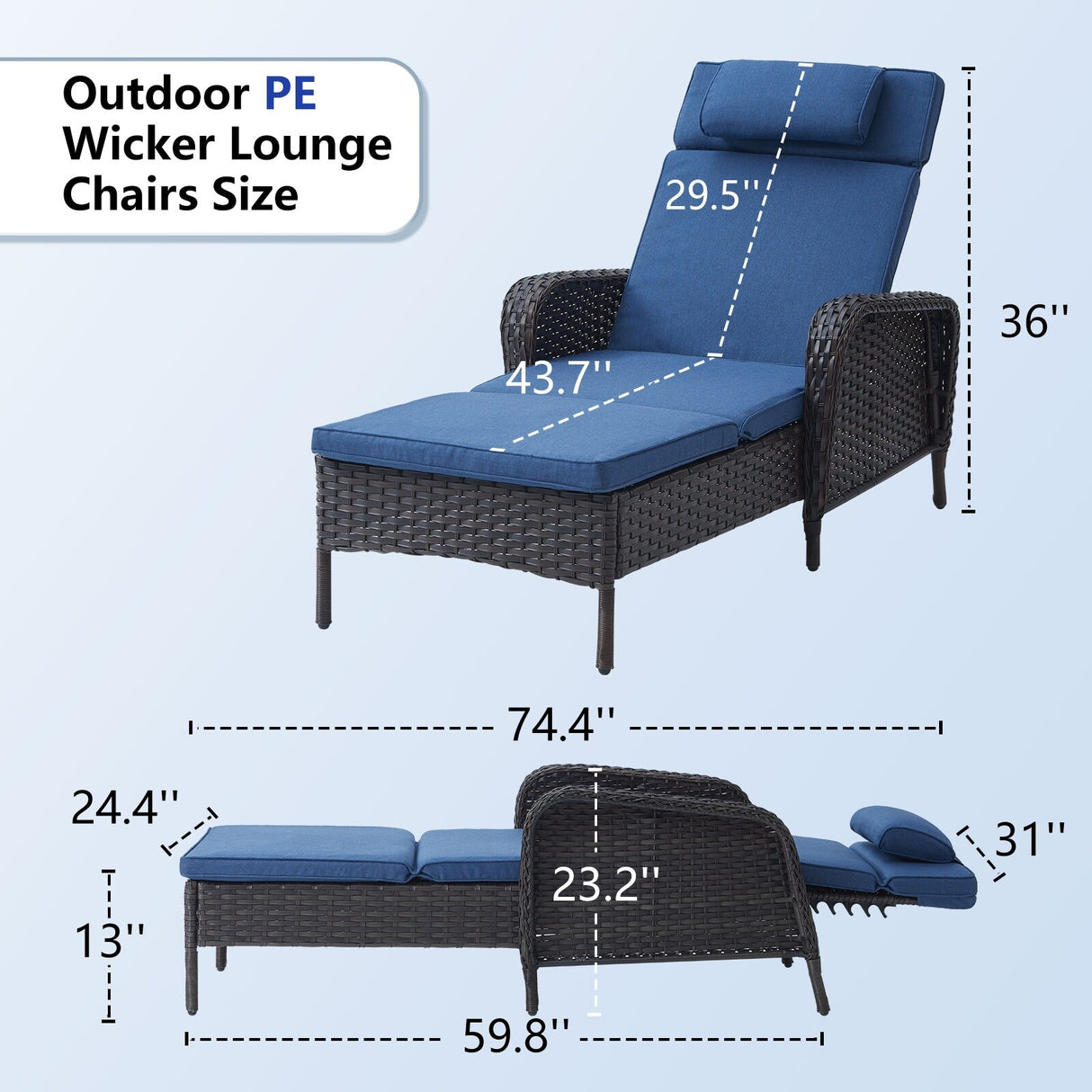 Outdoor 2 Peice Rattan Lounge Chaise