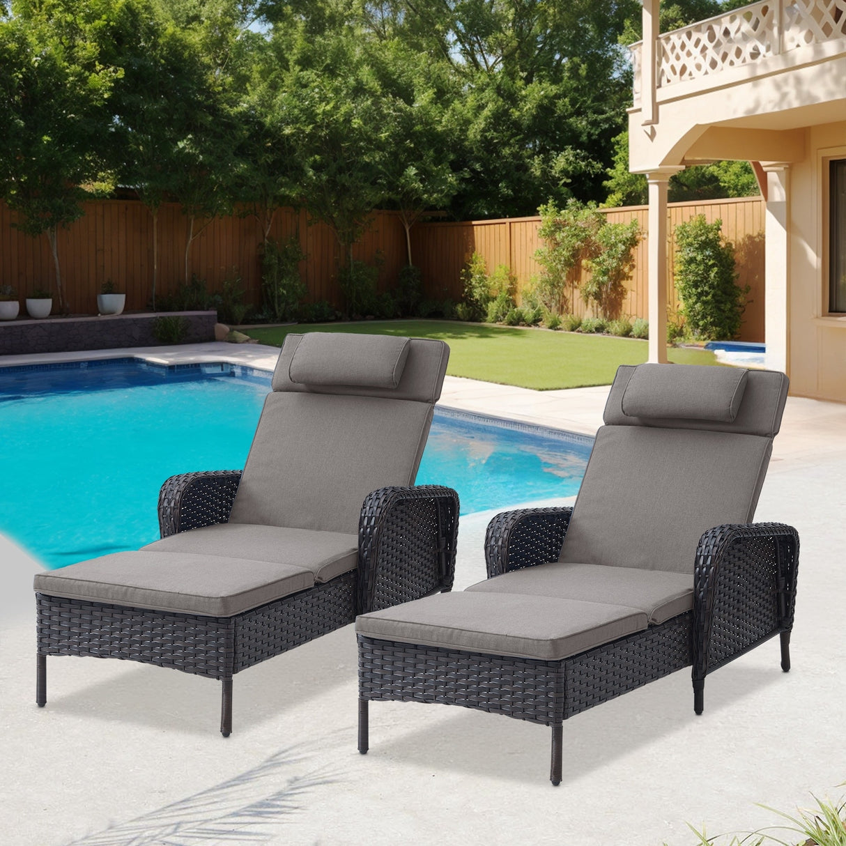 Outdoor 2 Peice Rattan Lounge Chaise