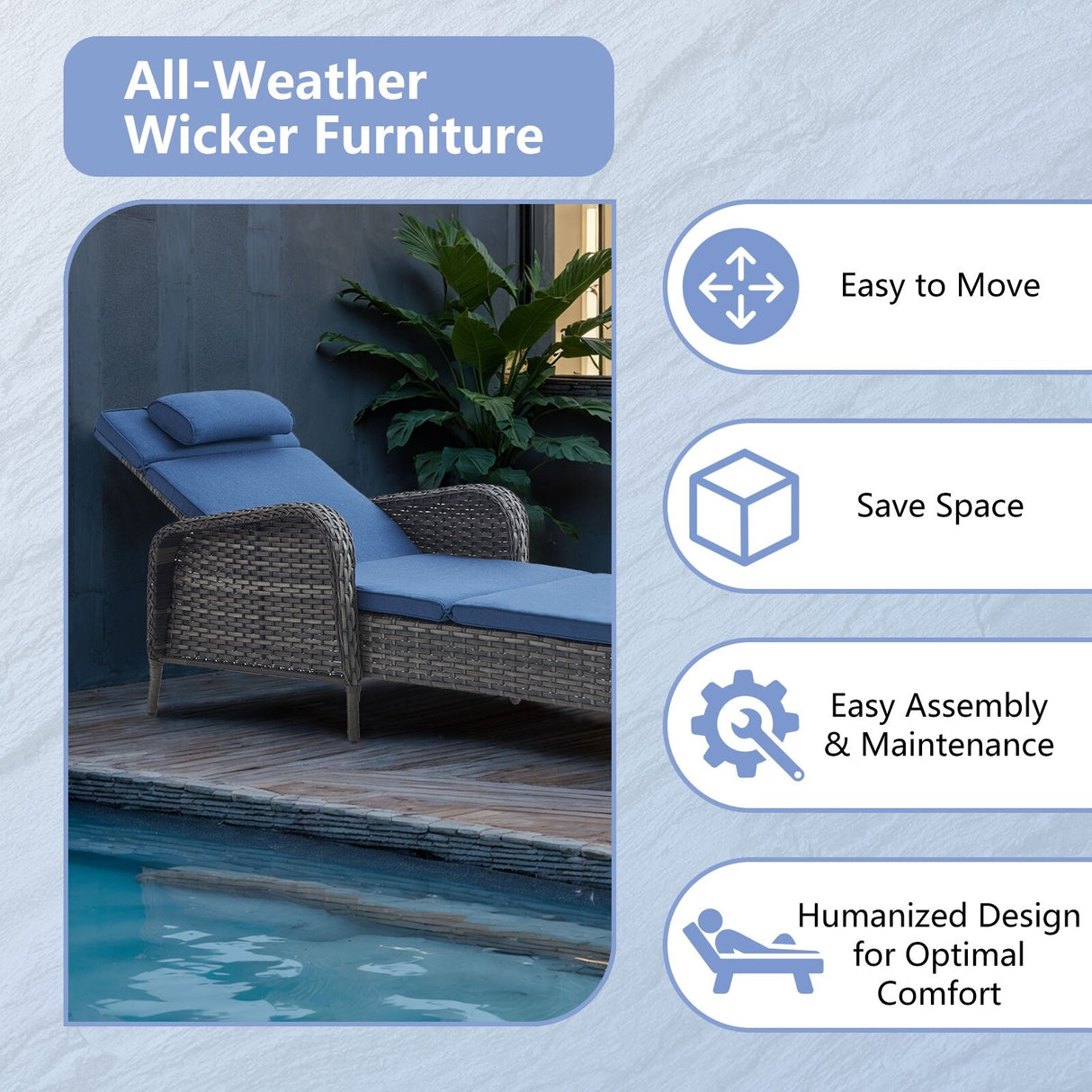 Outdoor 2 Peice Rattan Lounge Chaise