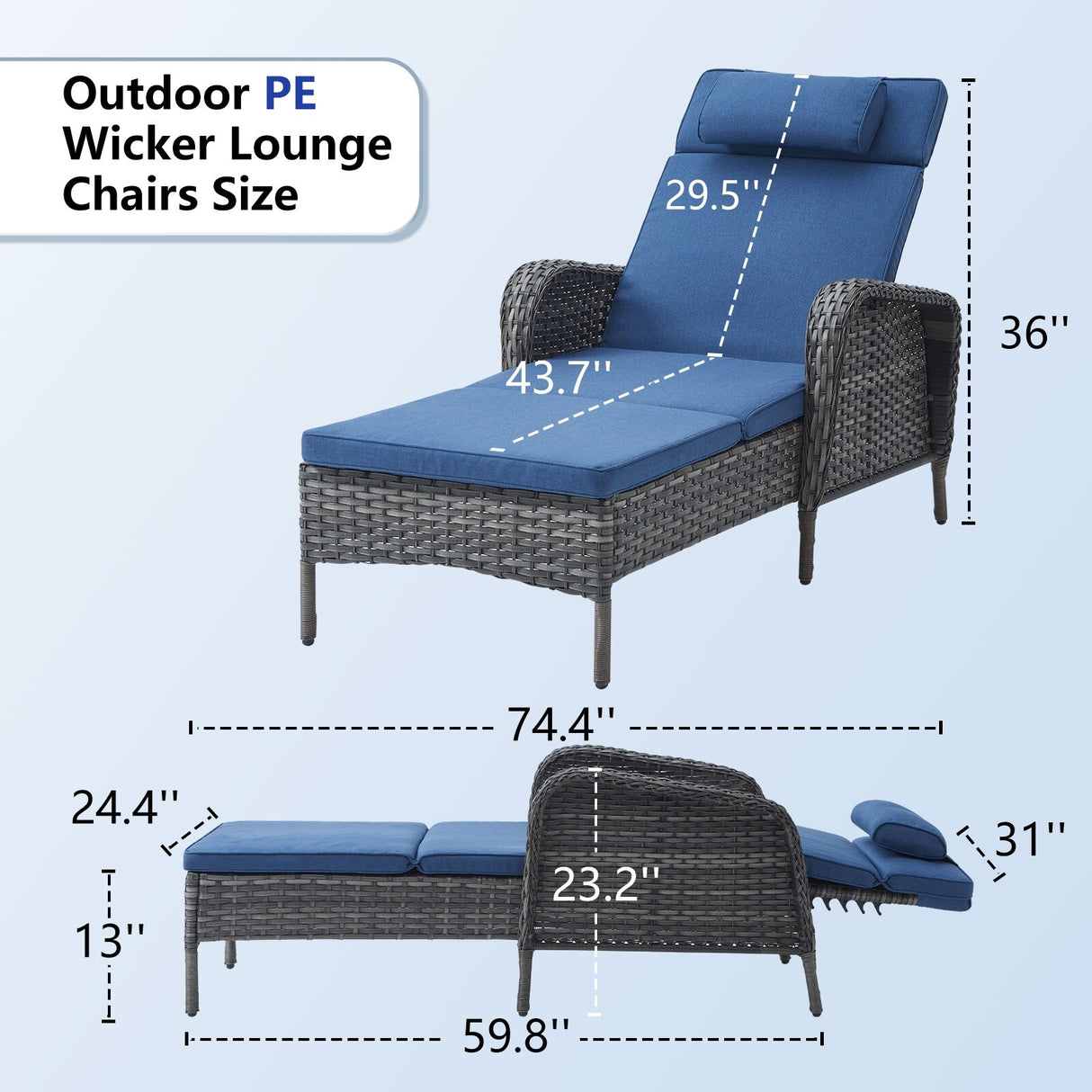 Outdoor 2 Peice Rattan Lounge Chaise