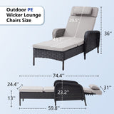 Outdoor 2 Peice Rattan Lounge Chaise