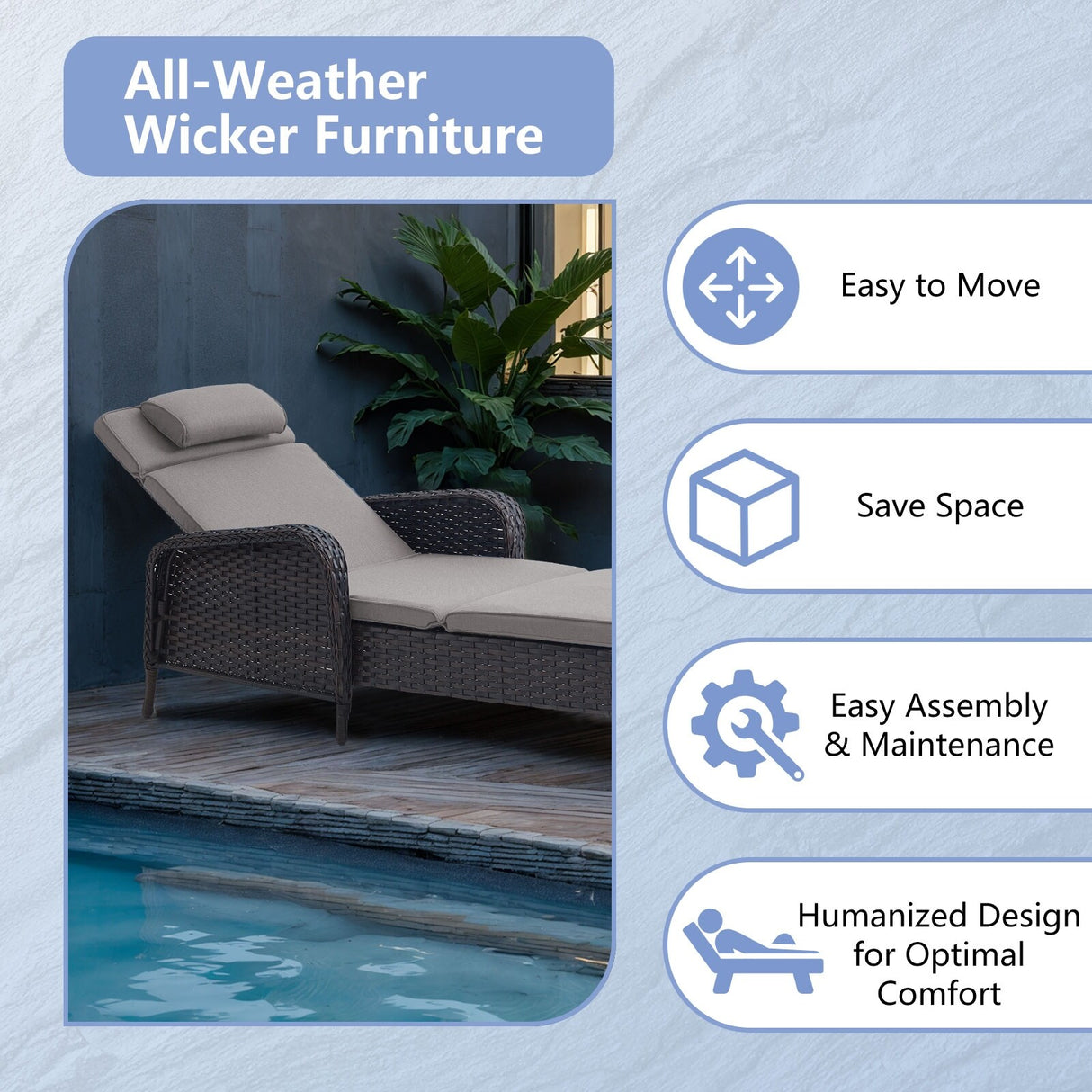 Outdoor 2 Peice Rattan Lounge Chaise
