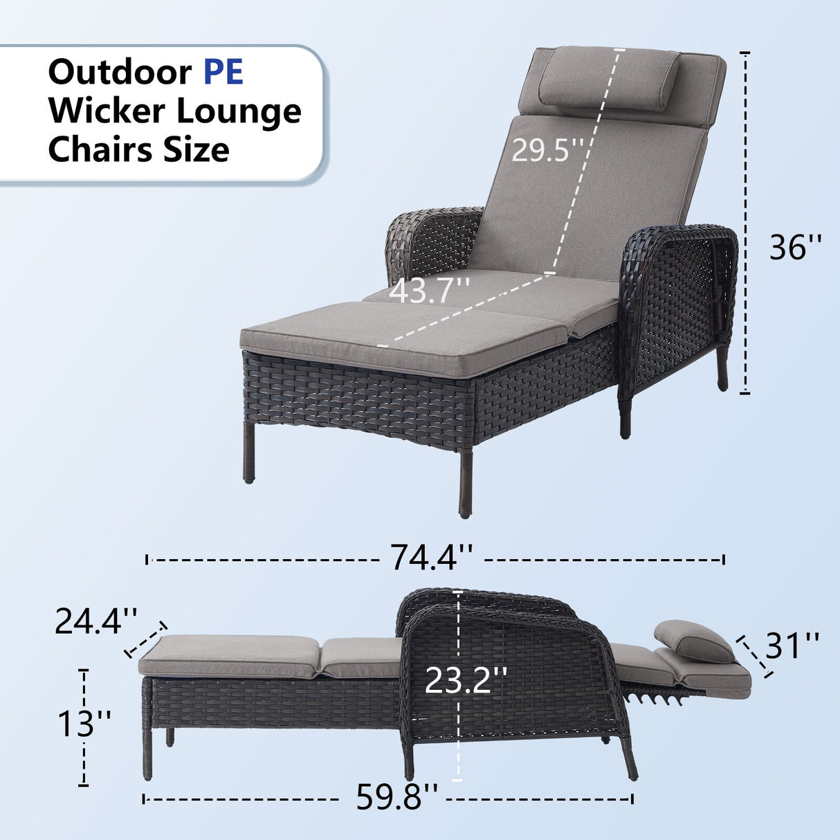 Outdoor 2 Peice Rattan Lounge Chaise