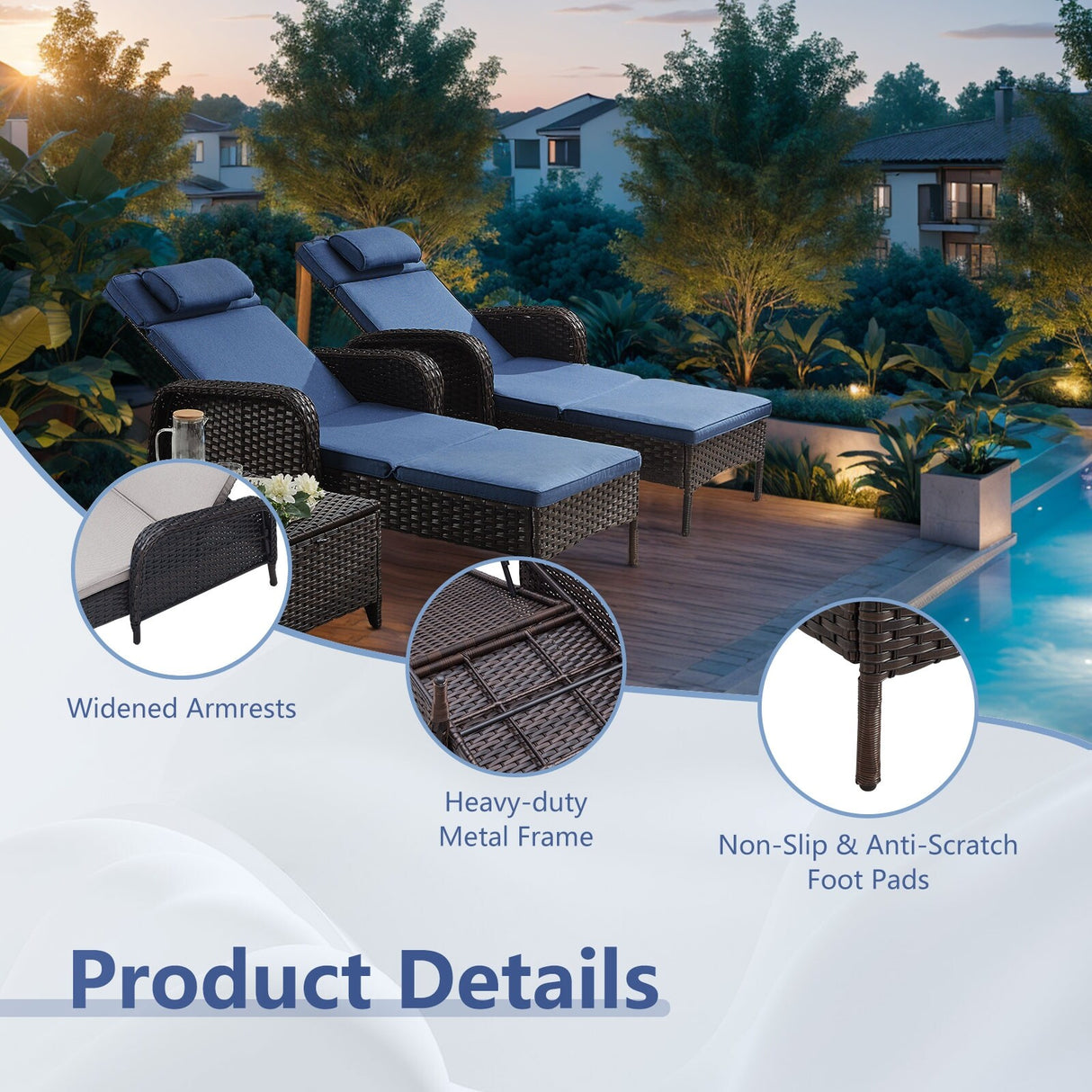 Outdoor 2 Peice Rattan Lounge Chaise