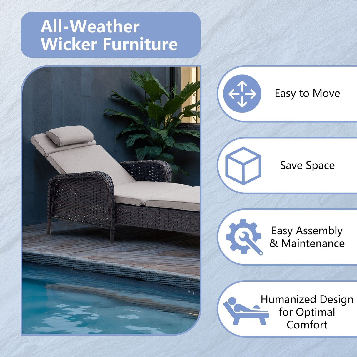 Outdoor 2 Peice Rattan Lounge Chaise