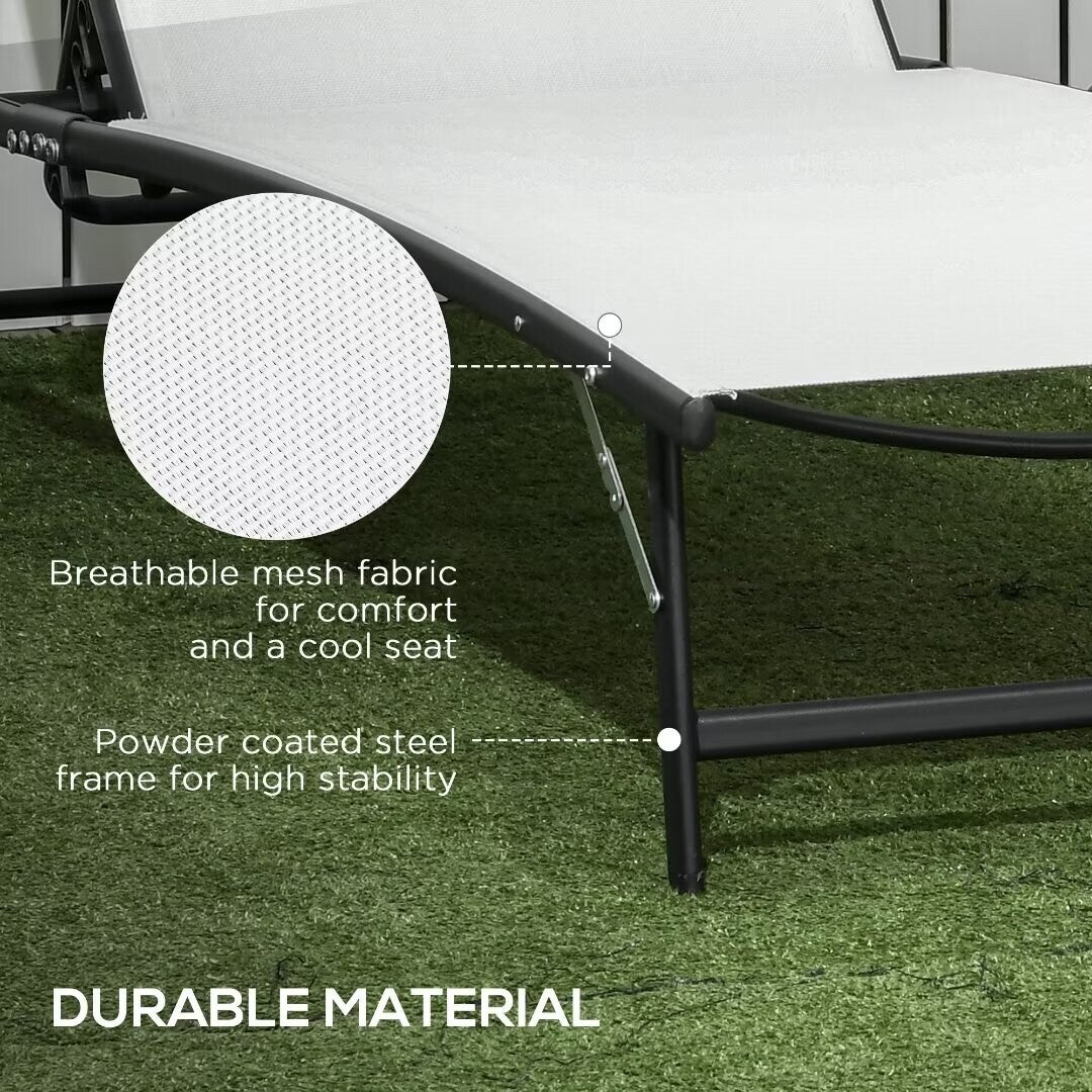 Outdoor 2 Piece Lounge Chair with Wheels,with 5 Adjustable Positions - 65.25"*27.25"*41.25"