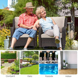 Outdoor 3 Pieces Wicker Patio Bistro Set with Premium Fabric Cushions for Yard
