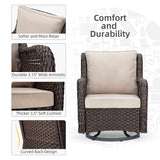 Outdoor 3 Pieces Wicker Patio Bistro Set with Premium Fabric Cushions for Yard