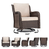 Outdoor 3 Pieces Wicker Patio Bistro Set with Premium Fabric Cushions for Yard