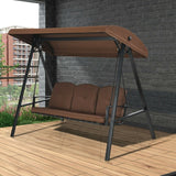 Outdoor 3-Seat Porch Swing with Adjust Canopy and Cushions - 114" x 53" x 74" (L x W x H)