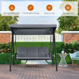 Outdoor 3-Seat Porch Swing with Adjust Canopy and Cushions - 114" x 53" x 74" (L x W x H)
