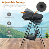 Outdoor 3-Seat Porch Swing with Adjust Canopy and Cushions - 114" x 53" x 74" (L x W x H)