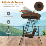 Outdoor 3-Seat Porch Swing with Adjust Canopy and Cushions - 114" x 53" x 74" (L x W x H)
