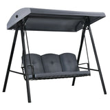 Outdoor 3-Seat Porch Swing with Adjust Canopy and Cushions - 114" x 53" x 74" (L x W x H)