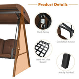 Outdoor 3-Seat Porch Swing with Adjust Canopy and Cushions - 114" x 53" x 74" (L x W x H)