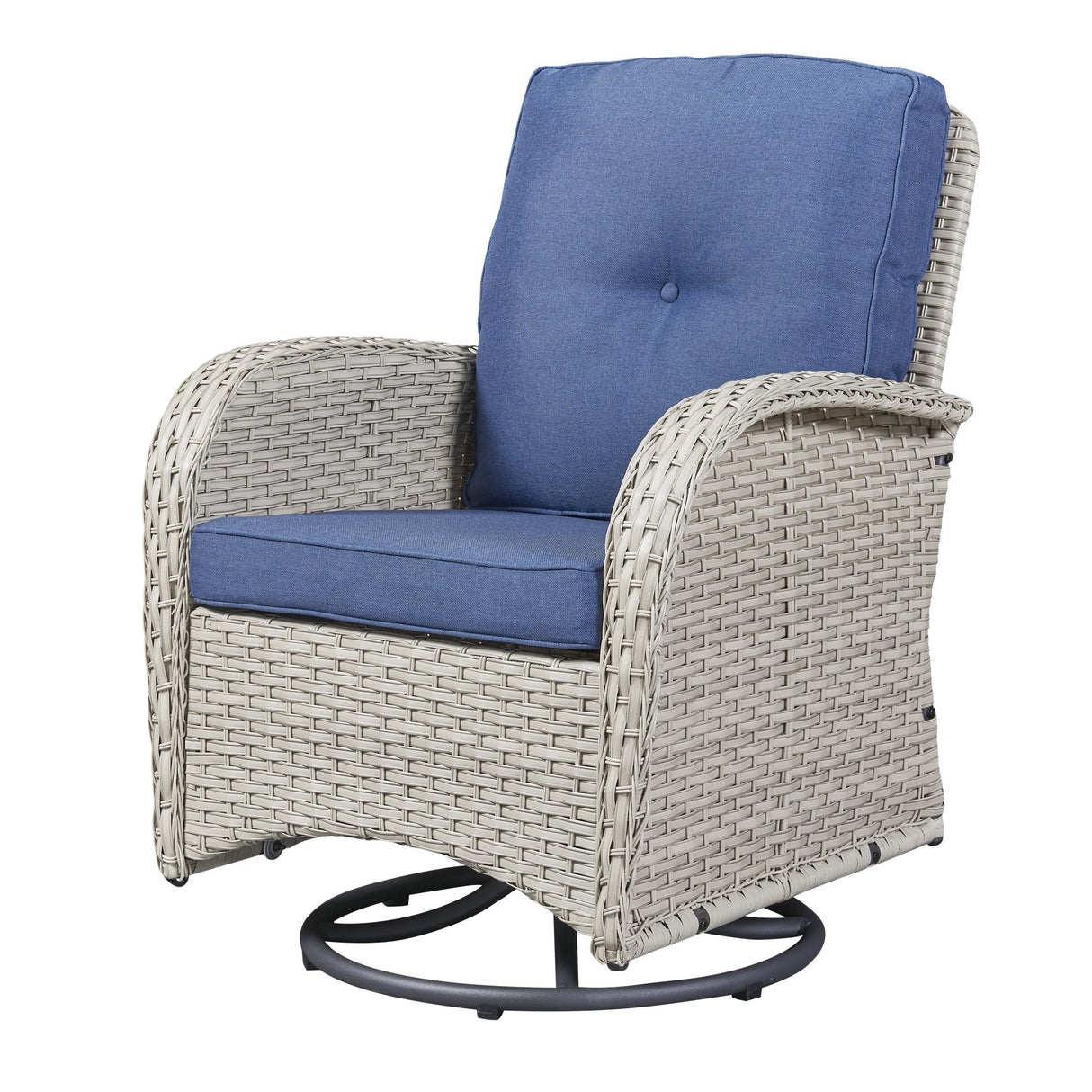 Gymojoy Outdoor 3-piece Rattan Wicker Rocking Swivel Chair Set