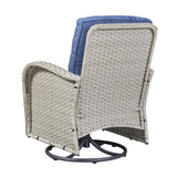 Gymojoy Outdoor 3-piece Rattan Wicker Rocking Swivel Chair Set
