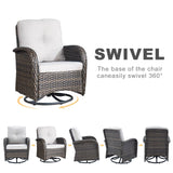 Gymojoy Outdoor 3-piece Rattan Wicker Rocking Swivel Chair Set