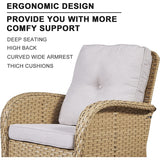 Gymojoy Outdoor 3-piece Rattan Wicker Rocking Swivel Chair Set