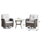 Gymojoy Outdoor 3-piece Rattan Wicker Rocking Swivel Chair Set