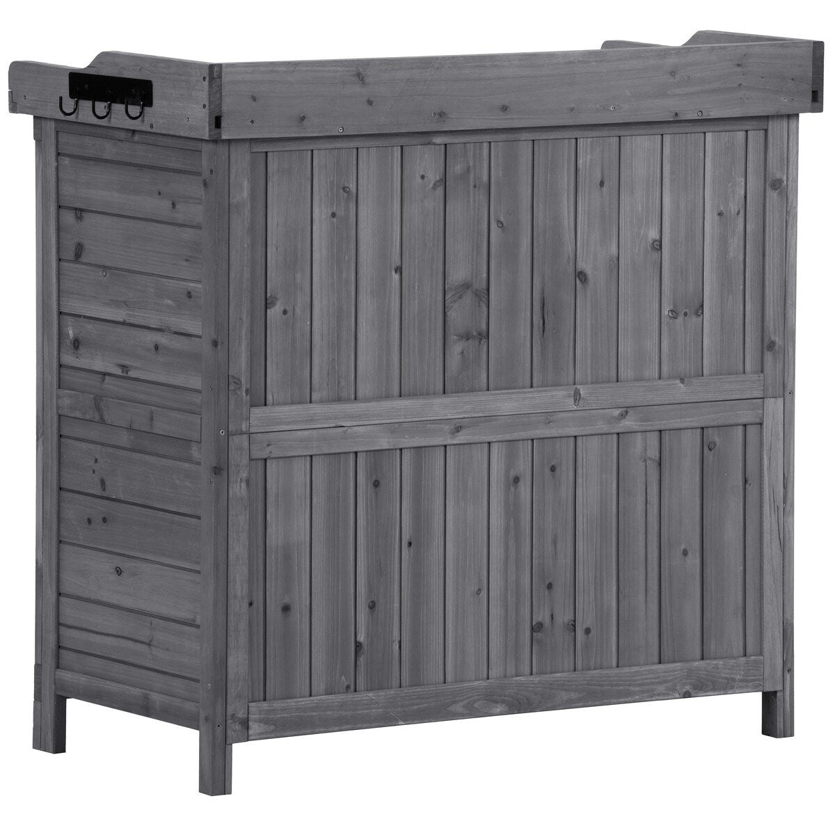 Outdoor 39" Potting Bench Table, Rustic Garden Workstation Storage Cabinet Garden Shed with 2-Tier Shelves and Side Hook