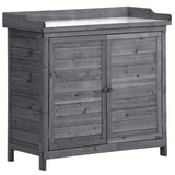 Outdoor 39" Potting Bench Table, Rustic Garden Workstation Storage Cabinet Garden Shed with 2-Tier Shelves and Side Hook