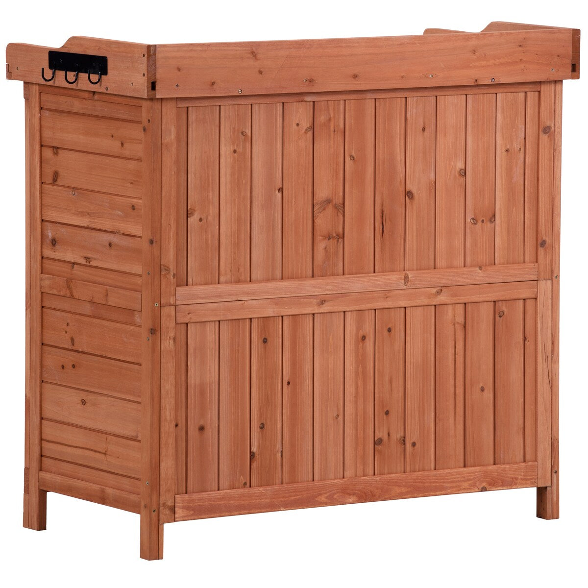 Outdoor 39" Potting Bench Table, Rustic Garden Workstation Storage Cabinet Garden Shed with 2-Tier Shelves and Side Hook