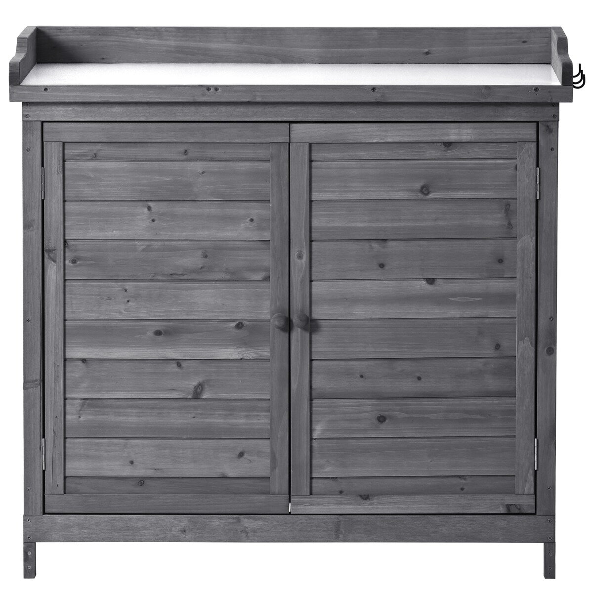 Outdoor 39" Potting Bench Table, Rustic Garden Workstation Storage Cabinet Garden Shed with 2-Tier Shelves and Side Hook