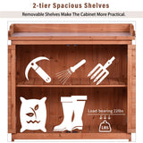 Outdoor 39" Potting Bench Table, Rustic Garden Workstation Storage Cabinet Garden Shed with 2-Tier Shelves and Side Hook