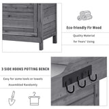 Outdoor 39" Potting Bench Table, Rustic Garden Workstation Storage Cabinet Garden Shed with 2-Tier Shelves and Side Hook