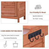 Outdoor 39" Potting Bench Table, Rustic Garden Workstation Storage Cabinet Garden Shed with 2-Tier Shelves and Side Hook