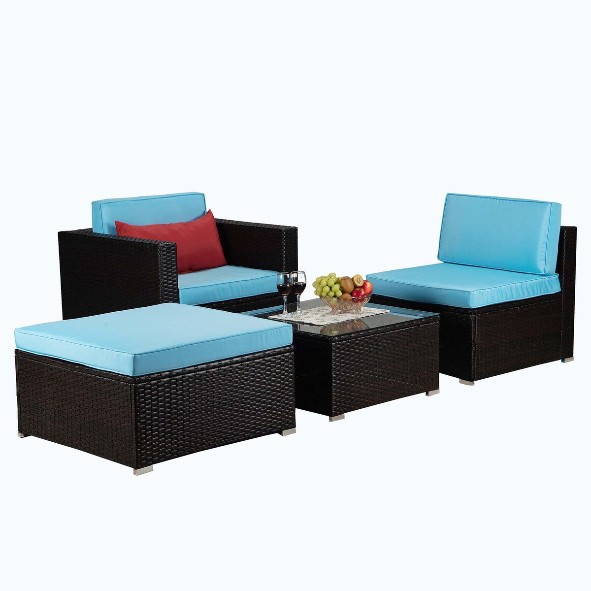 Outdoor 4-Piece Rattan Sectional Sofa Sets