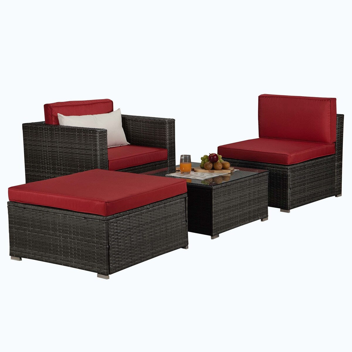 Outdoor 4-Piece Rattan Sectional Sofa Sets