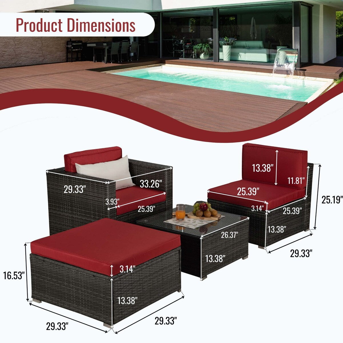 Outdoor 4-Piece Rattan Sectional Sofa Sets