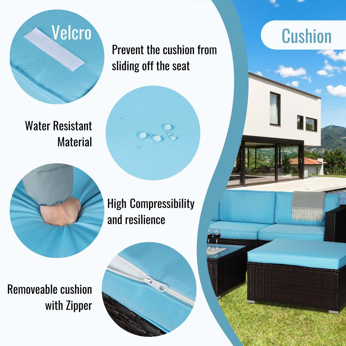 Outdoor 4-Piece Rattan Sectional Sofa Sets