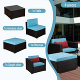 Outdoor 4-Piece Rattan Sectional Sofa Sets