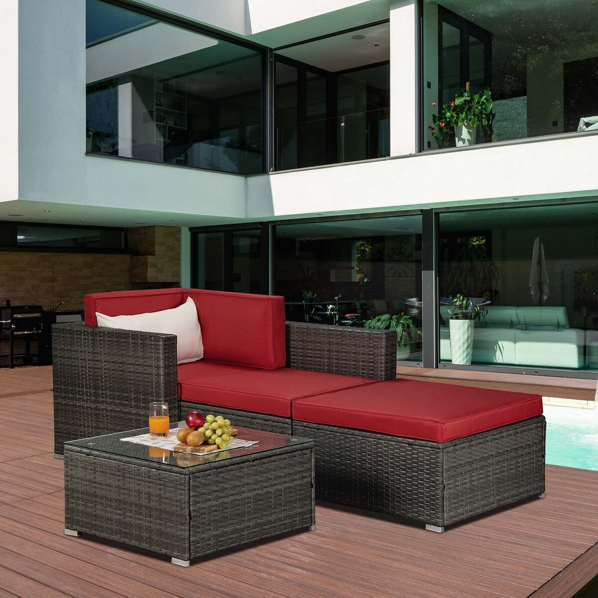 Outdoor 4-Piece Rattan Sectional Sofa Sets