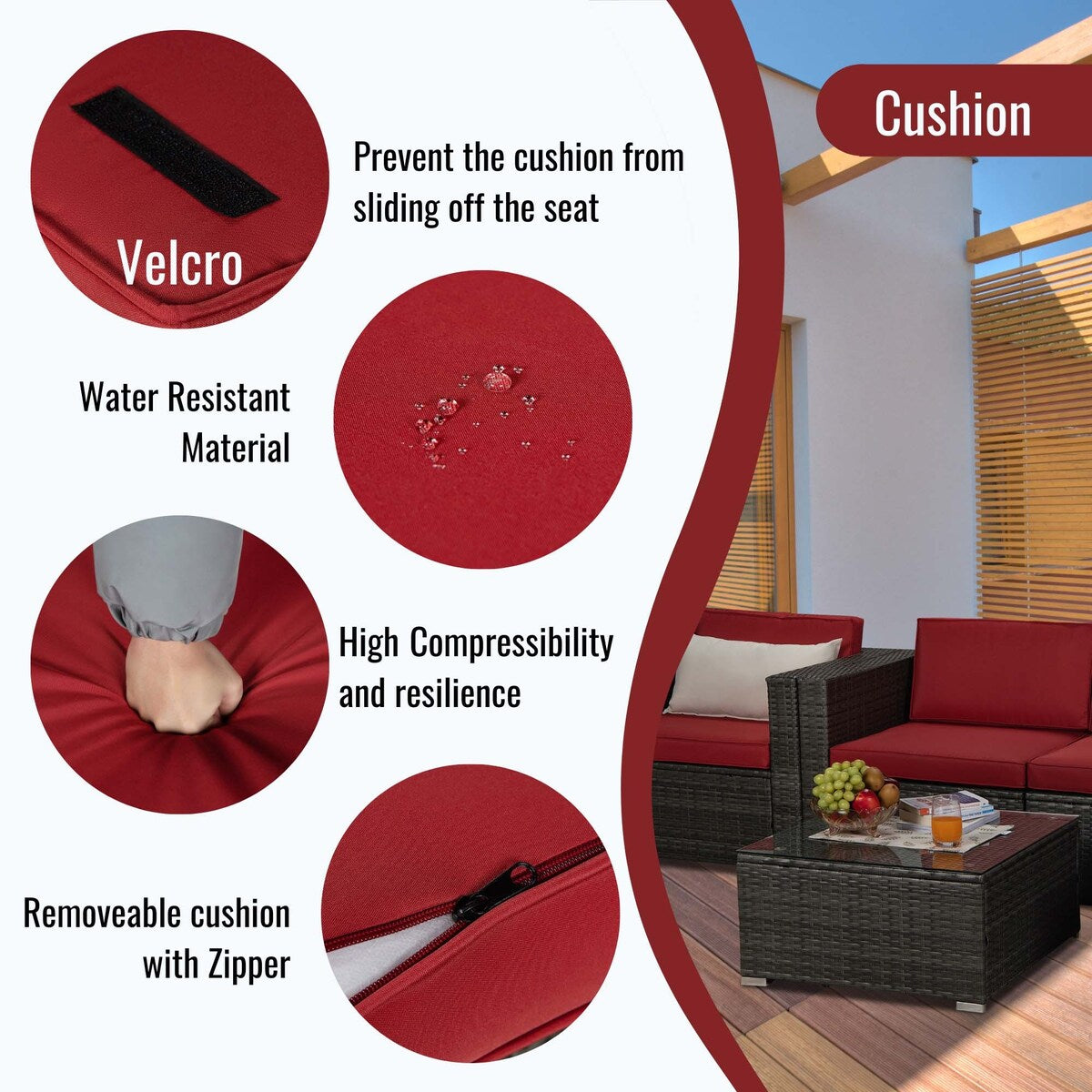 Outdoor 4-Piece Rattan Sectional Sofa Sets