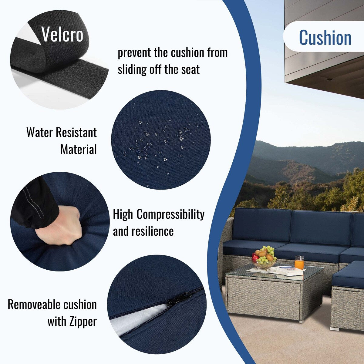 Outdoor 4-Piece Rattan Sectional Sofa Sets