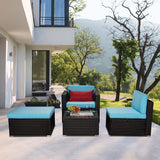 Outdoor 4-Piece Rattan Sectional Sofa Sets