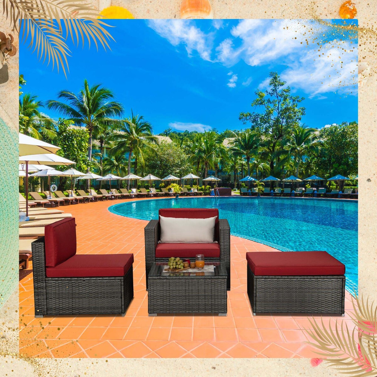 Outdoor 4-Piece Rattan Sectional Sofa Sets