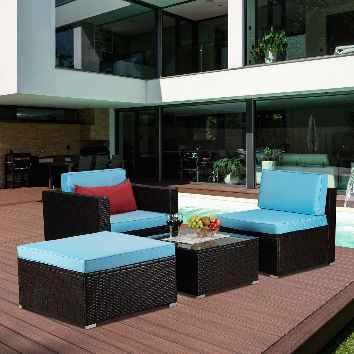 Outdoor 4-Piece Rattan Sectional Sofa Sets