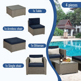Outdoor 4-Piece Rattan Sectional Sofa Sets